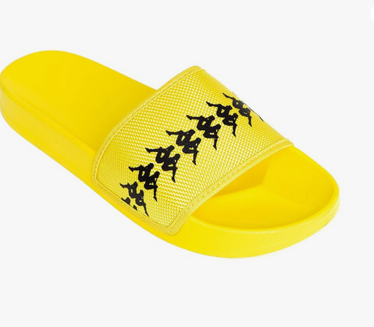 Kappa New Kappa 222 Banda Adam 12 Slide Yellow Fluo-Black UNISEX SIZES 5-7 - Apparel & Accessories > Shoes > Flats Footwear