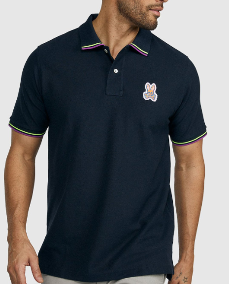 New Psycho Bunny Mens Noah Polo Navy MSRP $105 SIZES S-XXL