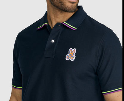 New Psycho Bunny Mens Noah Polo Navy MSRP $105 SIZES S-XXL