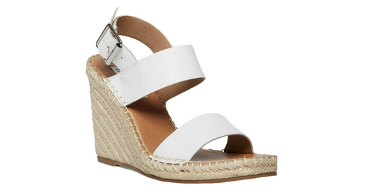 Steve Madden New Steve Madden Uri Espadrille Wedge Sandal White Leather MSRP $89.95 Footwear