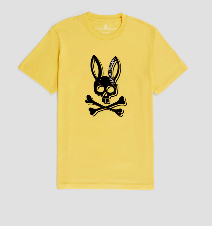 Psycho Bunny New Psycho Bunny Mens Serge Graphic Tee Custard MSRP $65 Size 6-L - Apparel & Accessories > Clothing > Clothing 