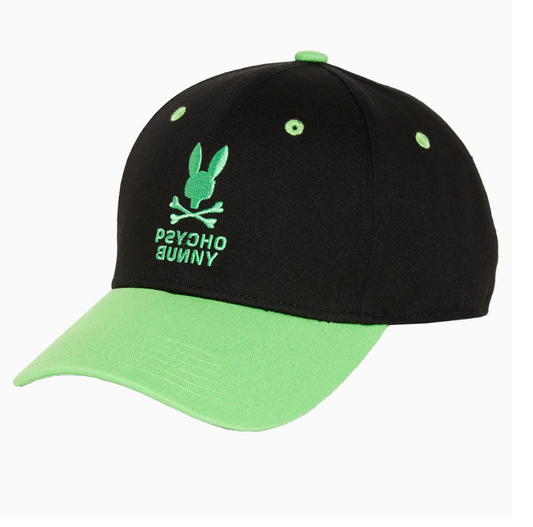 NEW Psycho Bunny Mens Lloyds Baseball Cap Black MSRP $45.00 - ONE SIZE