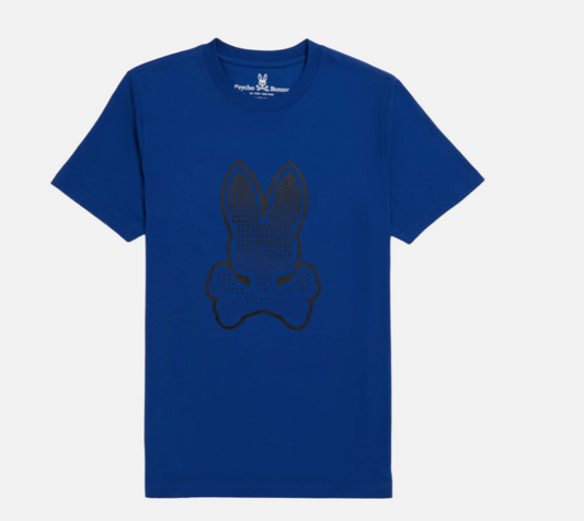 New Psycho Bunny Mens Strype Graphic Tee Space Blue MSRP $60 Sizes XS-XXL