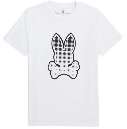 New Psycho Bunny Mens Strype Graphic Tee Space White MSRP $60 Size 3XL