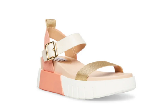 Steve Madden New Steve Madden Pastry Blush Multi Flat Platform Sandal $99.95 Footwear