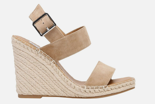 New Steve Madden Uri Espadrille Wedge Sandal Tan Suede MSRP $89.95