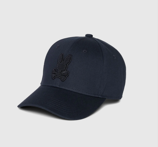 New Psycho Bunny Mens Kingston Raised Embroidered Baseball Cap Navy MSRP $48