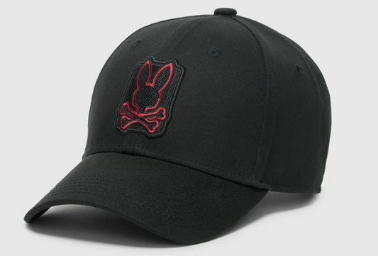 New Psycho Bunny Mens Pierce Baseball Cap Black MSRP $40